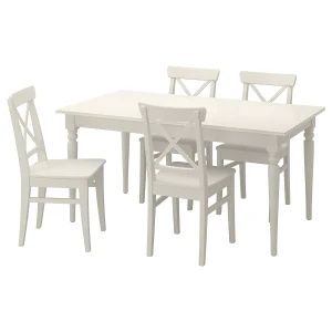 Table and Chair Set - 4 Person, White/White